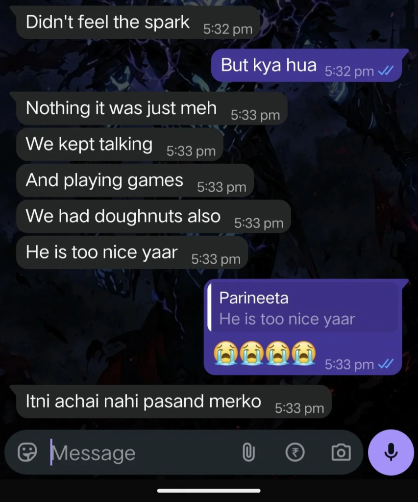 So my hg went on a date and dude? 😭